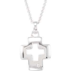   Sterling Silver 16.40X14.65 mm Cross Necklace CleverEve Jewelry