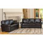 Abbyson Living Bliss Leather Sofa and Chair Set in Rich Dark Brown