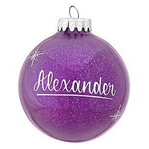  Personalized Sparkling Purple Glass Ornament