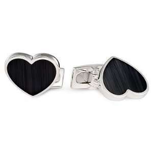    Sterling Silver Heart Cufflinks with Faux Cats Eye Jewelry
