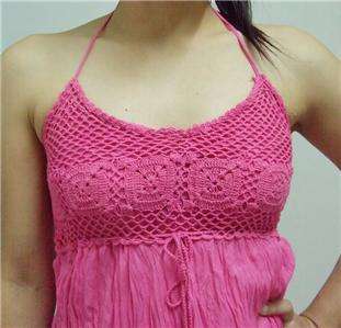 Crochet Fairy Girl Pink Ross Bloom Costume dress XS S M  