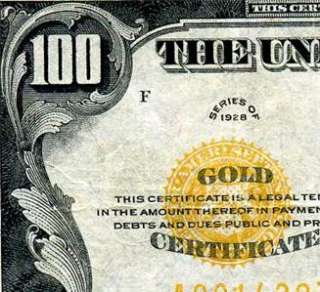 HGR 1928 $100 Scarce GOLD CERTIFICATE  