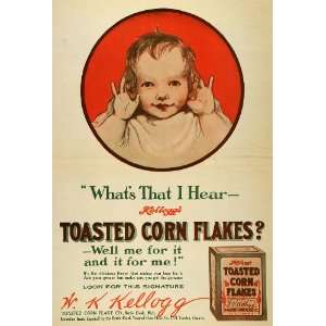   Toasted Corn Flakes Baby Listening   Original Print Ad