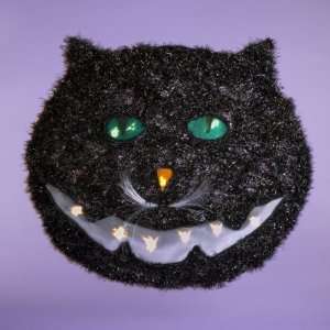 20 Lighted Black Cat Face Halloween Decoration 