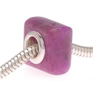  Gemstone Square Bead Fits Pandora Purple Kiwi Jasper 13mm 
