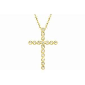  14K Yellow Gold Cross Pendant Enhanced with Filigree Bezel 