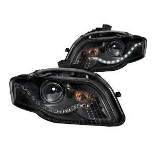 AnzoUSA 121318 Black Clear R8 LED Style Projector Headlight for Audi 