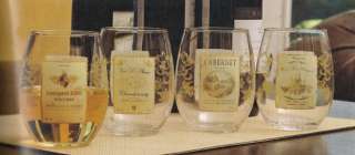 Stemless WINE Glasses BOTTLE label vineyard NEW *BRIDAL SHOWER 