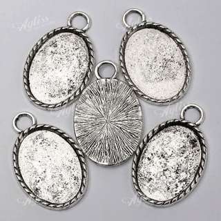 5X Tibet Silver Oval Photo Frame Pendant Finding Charms  