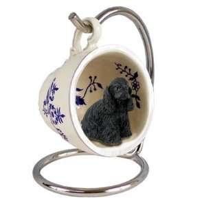  Cocker Spaniel Blue Tea Cup Dog Ornament   Black