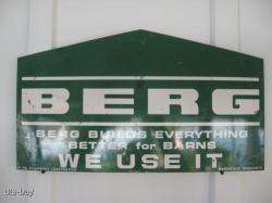VINTAGE BERG EQUIPMENT AGRICULTURE ADVERTISING SIGN  