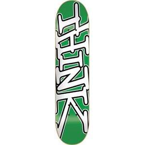  Think Tag Green/White Skateboard Deck   8.25 Sports 