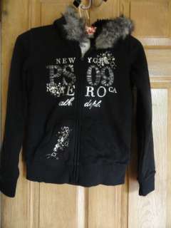 From Aeropostale Girls Faux Fur Lined Hoodie with Jeweled Front 