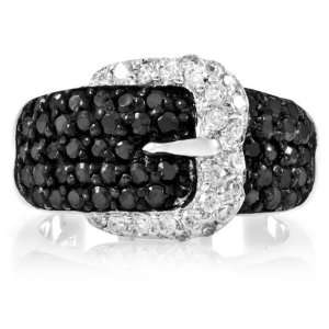  Irenes Black Pave CZ Buckle Ring Emitations Jewelry