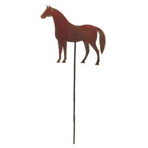   68 Horse Rusted Color Stake Powder Metal Coated Patio, Lawn & Garden