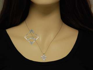 LeVian 18K White Gold Pave and Baguette Diamond Cross  