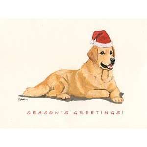  Golden Retriever in Santa Hat Boxed Christmas Notecards 