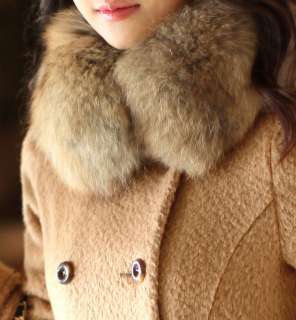 Detachable Fur Collar OL Warm Coat Alpaca Material Hooded Surcoat 