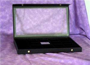 CLEAR TOP 20 ZIPPO LIGHTER WOOD DISPLAY CASE BLACK  