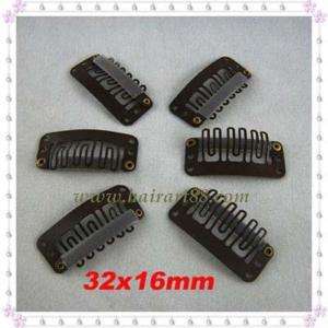 30pcs clip/snap clip with hair/wig/weft 32mm dark brown  