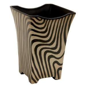    Zebra Striped Ceramic Waste Basket / Planter Patio, Lawn & Garden