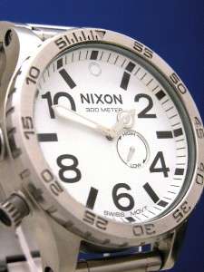 Mans Nixon 51 30 Tide Watch SS/ White Dial   Huge 51mm (54425)  