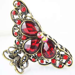 Ruby Crystal Vintage hair pin clip claw comb HC10D  