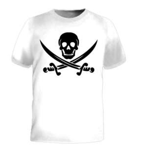 Skull Pirates Flag Knife Sword Death Retro Logo T Shirt  