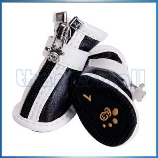 Black White New Pet Dog Mesh PU Leather Shoes Boots #1  