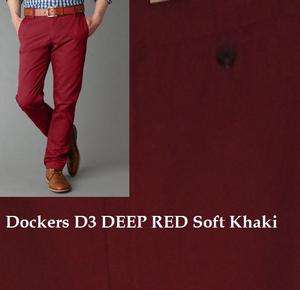 DOCKERS Mens D3 CABERNET RED Classic Fit Soft Khaki pants 30 32 36 38 