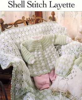 Shell Stitch Layette & Afghan, baby crochet patterns  