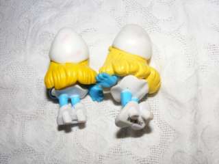 2008 Peyo Papa Smurfs Smurf House Plus Papa Smurfette PVC Toy Figures 
