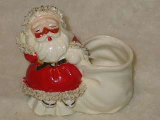 Vintage Christmas Lefton Ceramic Santa Planter 1950s  