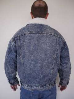 Vtg 70s LEVIS Sherpa Acid Denim Shearling Jacket USA  