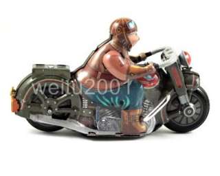 VINTAGE MOTORCYCLE & Rider Wind UP Tin Toy FREE S$H  