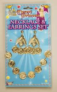 Gold Coin Necklace Earrings Harem Gypsy Genie Costume  