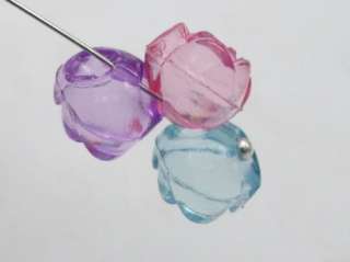 100 Mixed Colour Transparent Acrylic Rose Button Beads  