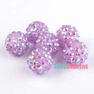 20x Acrylic Charms Spacer Beads Resin Rhinestone Ball  