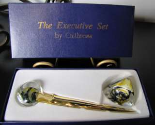 CAITHNESS PAPERWEIGHT & GOLD LETTER OPENER SET  