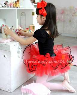 Child kids toddler Black Ballet Dance Leotard Tutu Girls Party Dress 3 