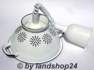 Durchschlag Seiher Sieb Küchenlampe Emaille Lampe 1A  