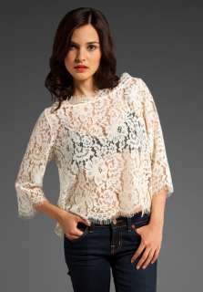 JOIE All Over Lace Elvia Top in Porcelain  