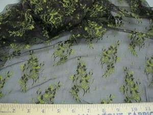 Fabric Organza Mesh Lace Dark Brown Green Floral LC147  