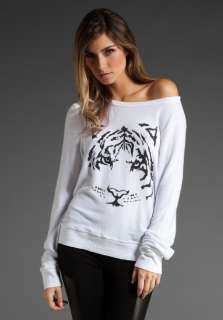WILDFOX COUTURE Tiger Baggy Beach Jumper in White  