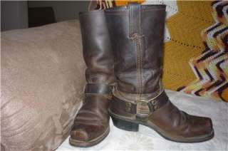 Womens 6.5 M Frye 12R 77300 Brown Square Toe Harness Boots 6 1/2 