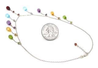 14K WHITE GOLD WITH DANGLING MULTICOLOR GEMS NECKLACE  