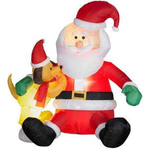   Holiday 6 ft. Lighted Santa with Dog Airblown 85717 