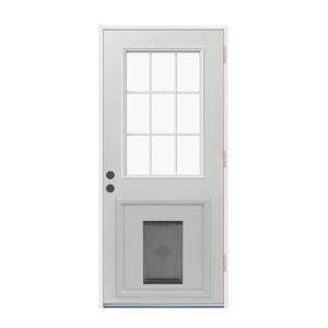   Door 32 in. x 80 in. Steel Primed Left Hand Outswing 9 Lite Entry Door