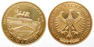 Medaille 200 Jahre BRANDENBURGER TOR 6.Aug. 1991# 47501  