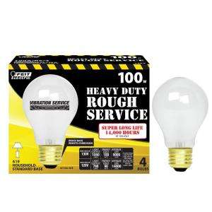 Feit Electric 100 Watt A19 Rough Service Incandescent Light Bulbs (4 